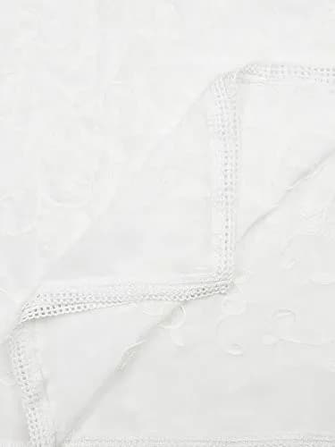 DUPATTA BAZAAR Women's White Embroidered Chiffon Dupatta 2.4m (8ft) | Aari Work Elegance for Indian Outfits thumbnail 4