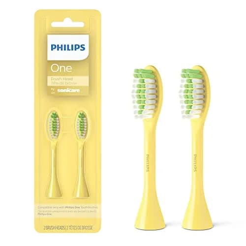 Philips Sonicare One Replacement Brush Heads, 2-Pack, Yellow | Micro-vibrations for Brighter Smiles thumbnail 1