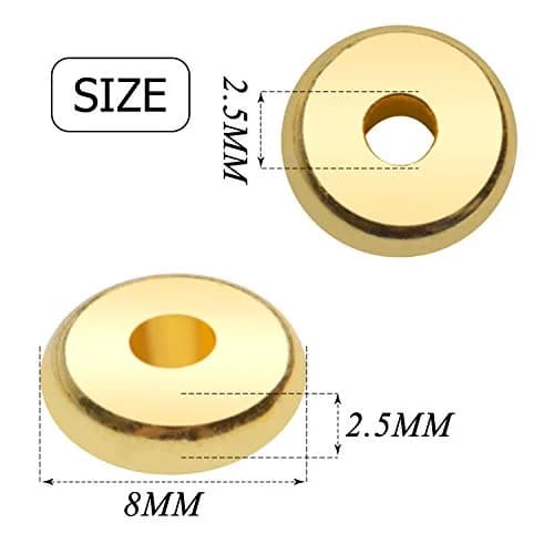 BronaGrand 200pcs 8mm Flat Round Rondelle Spacer Beads Disc Spacers for DIY Bracelet Necklace Crafts, Gold | 200 pcs (7.1 oz) thumbnail 2