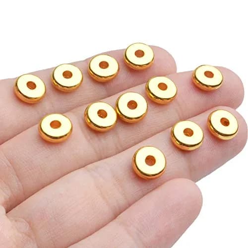 BronaGrand 200pcs 8mm Flat Round Rondelle Spacer Beads Disc Spacers for DIY Bracelet Necklace Crafts, Gold | 200 pcs (7.1 oz) thumbnail 3