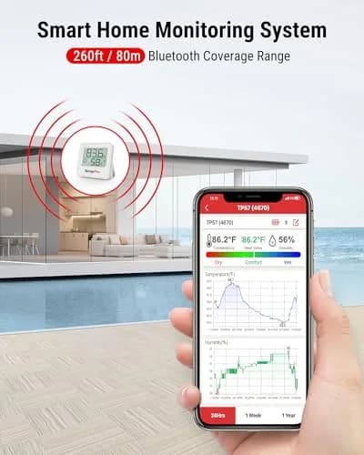 TempPro Bluetooth Digital Hygrometer Thermometer 260ft Range | Monitors Home Environment with Smart App Alerts thumbnail 2