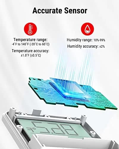 TempPro Bluetooth Digital Hygrometer Thermometer 260ft Range | Monitors Home Environment with Smart App Alerts thumbnail 3