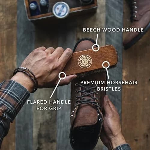 Cobbler's Choice Horsehair Shoe Brush - Premium Shoe Shine & Polish Brush for Leather, 18.4cm (7.2in) | Handcrafted in Germany thumbnail 3