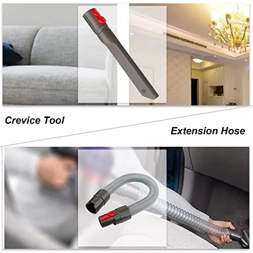 AINUO 6-in-1 Vacuum Cleaner Tool Kit with Extension Hose for Dyson V7-V15 | Gray Plastic & Metal Set thumbnail 4
