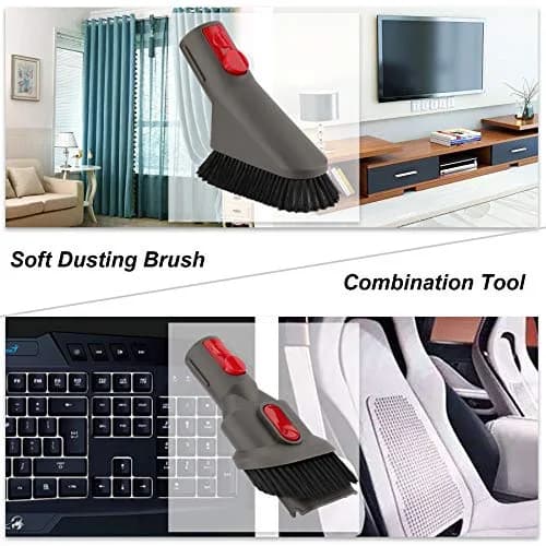 AINUO 6-in-1 Vacuum Cleaner Tool Kit with Extension Hose for Dyson V7-V15 | Gray Plastic & Metal Set thumbnail 6