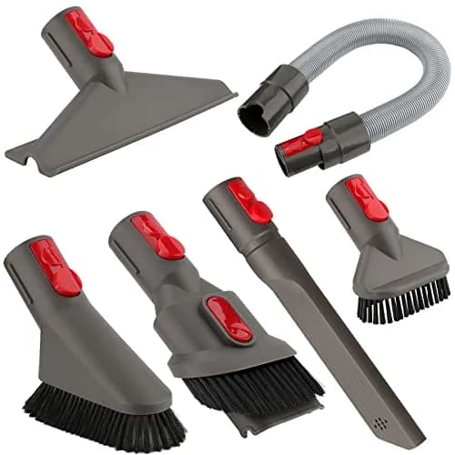 AINUO 6-in-1 Vacuum Cleaner Tool Kit with Extension Hose for Dyson V7-V15 | Gray Plastic & Metal Set thumbnail 1