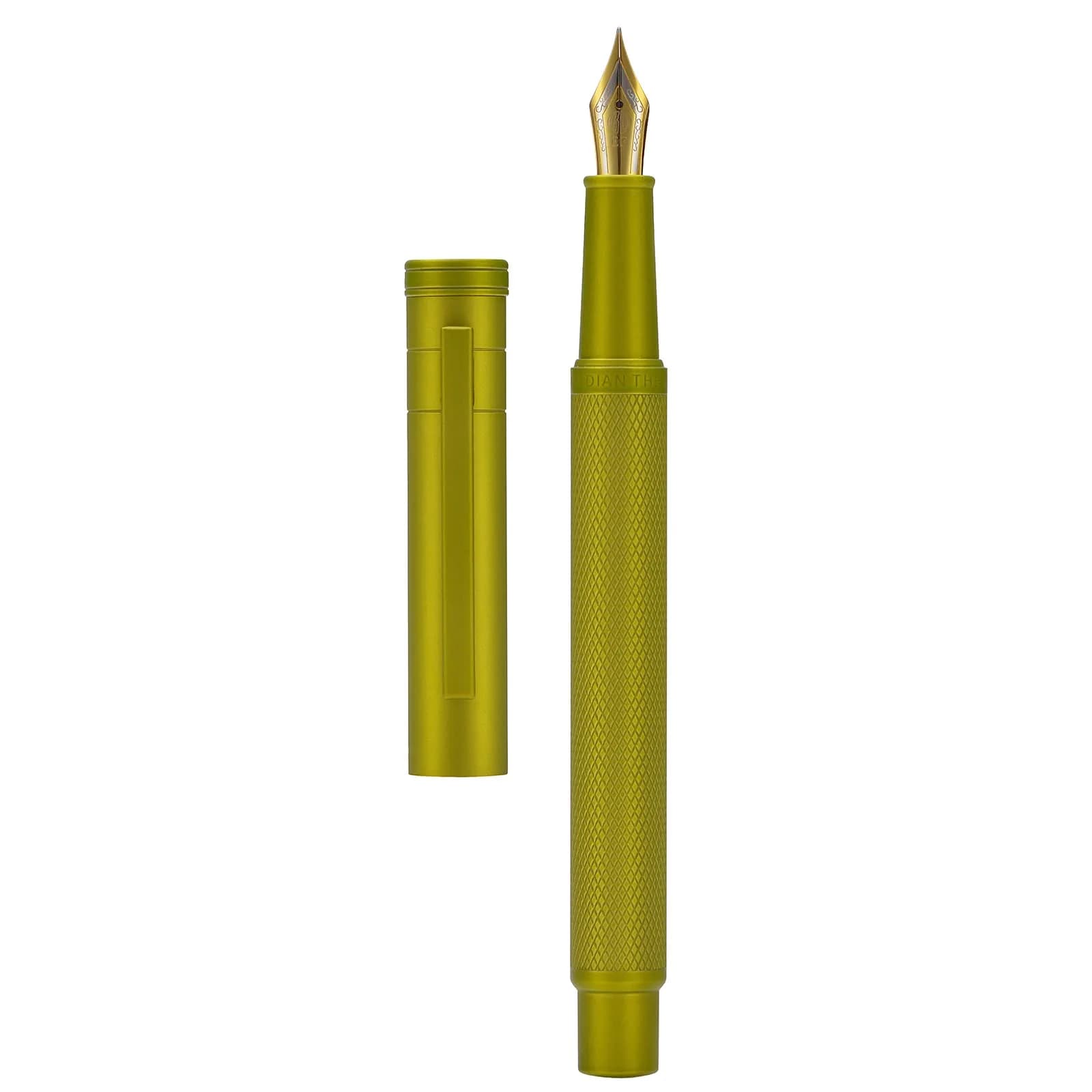 Asvine Mustard Yellow Forest Fountain Pen Fine Nib, Classic Design with Converter and Metal Pen Case | 0.5mm Fine Nib - main product image