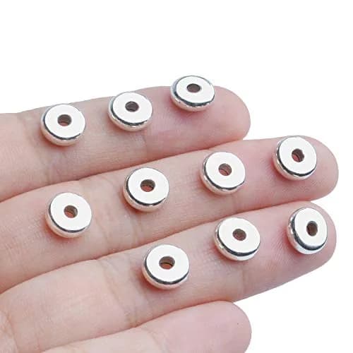 BronaGrand 8mm Flat Round Rondelle Spacer Beads Disc Spacers 200pcs (6.6g) | Silver Metal Alloy for DIY Jewelry thumbnail 3