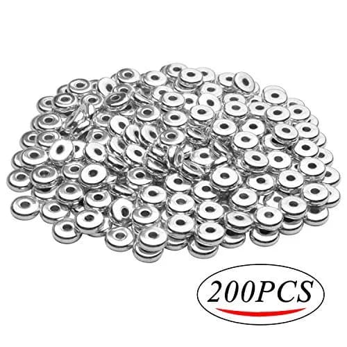 BronaGrand 8mm Flat Round Rondelle Spacer Beads Disc Spacers 200pcs (6.6g) | Silver Metal Alloy for DIY Jewelry thumbnail 4