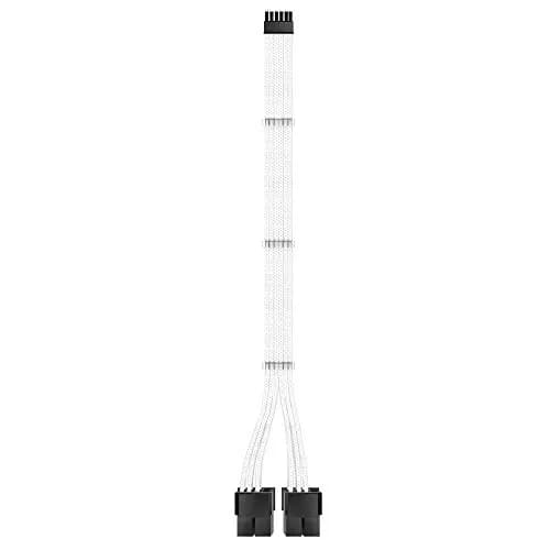 EZDIY-FAB White RTX 3000 Series 12 Pin to Dual 8 Pin PCIe Sleeved Extension Cable 30cm | UL1007 18AWG Wire thumbnail 1
