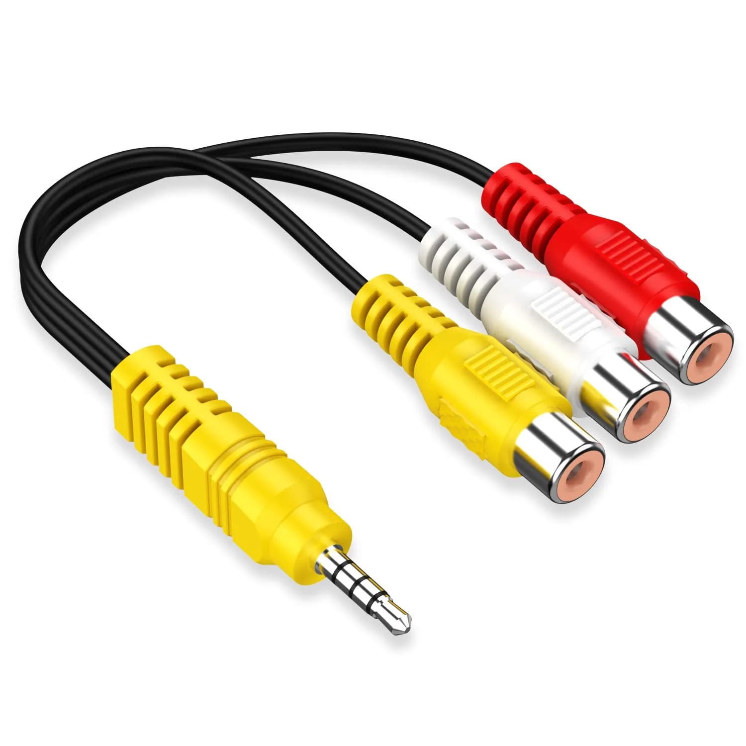 Adaptermvp 3.5mm to 3 RCA AV Cable 23cm (9in) for TCL TV Only | Composite Video & Stereo Audio Signal — Red,White,Yellow
