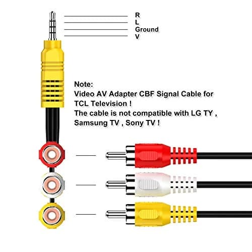 Adaptermvp 3.5mm to 3 RCA AV Cable 23cm (9in) for TCL TV Only | Composite Video & Stereo Audio Signal thumbnail 5