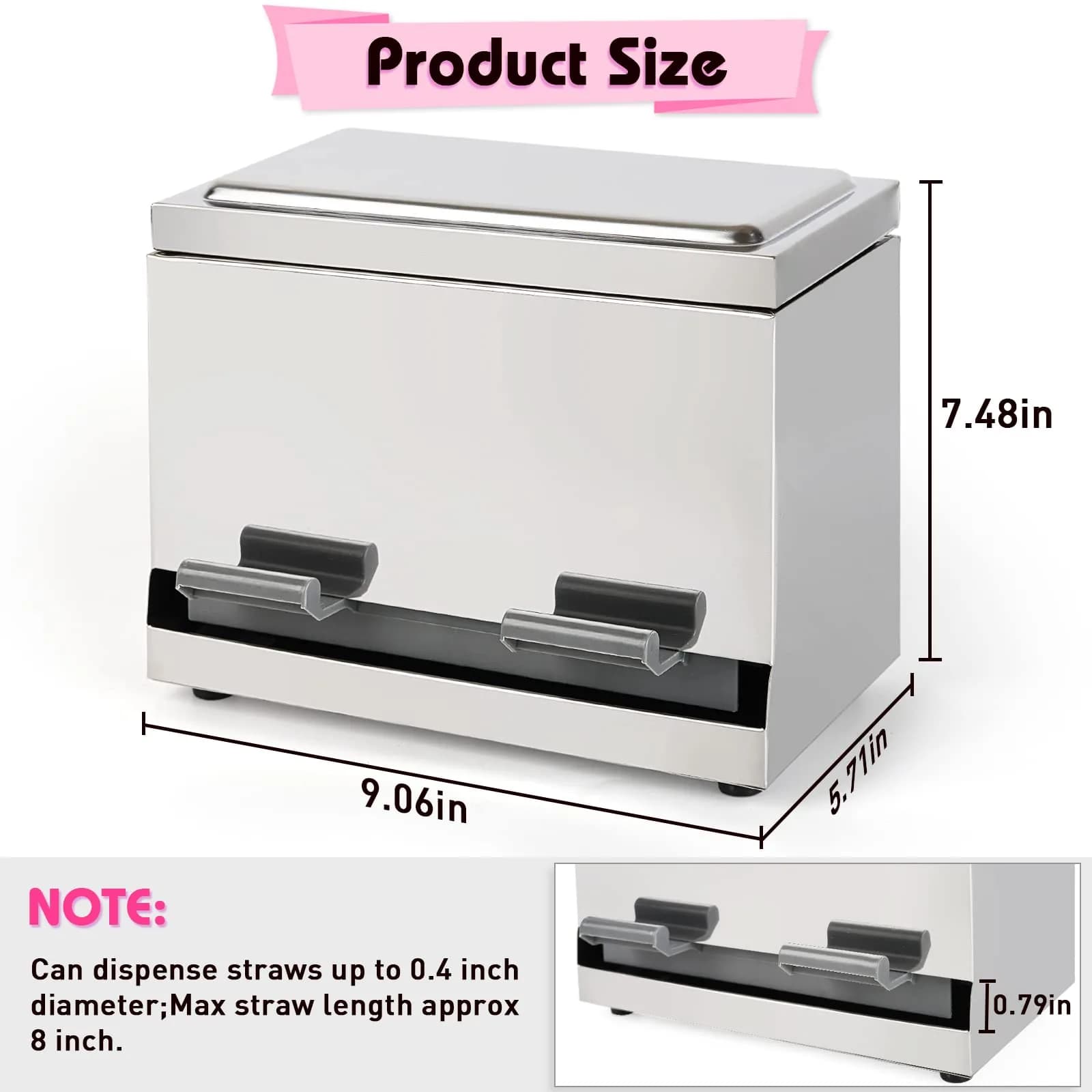Creproly Stainless Steel Straw Dispenser Holder with Adjustable Aperture | 24.1 cm (9.5 in) Height - view 3