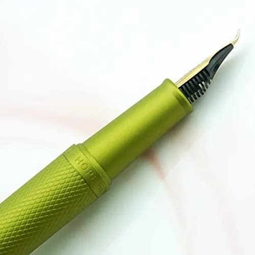 Asvine Mustard Yellow Forest Fountain Pen Bent Nib, Classic Design with Converter and Metal Pen Case | Smooth Ink Flow thumbnail 4