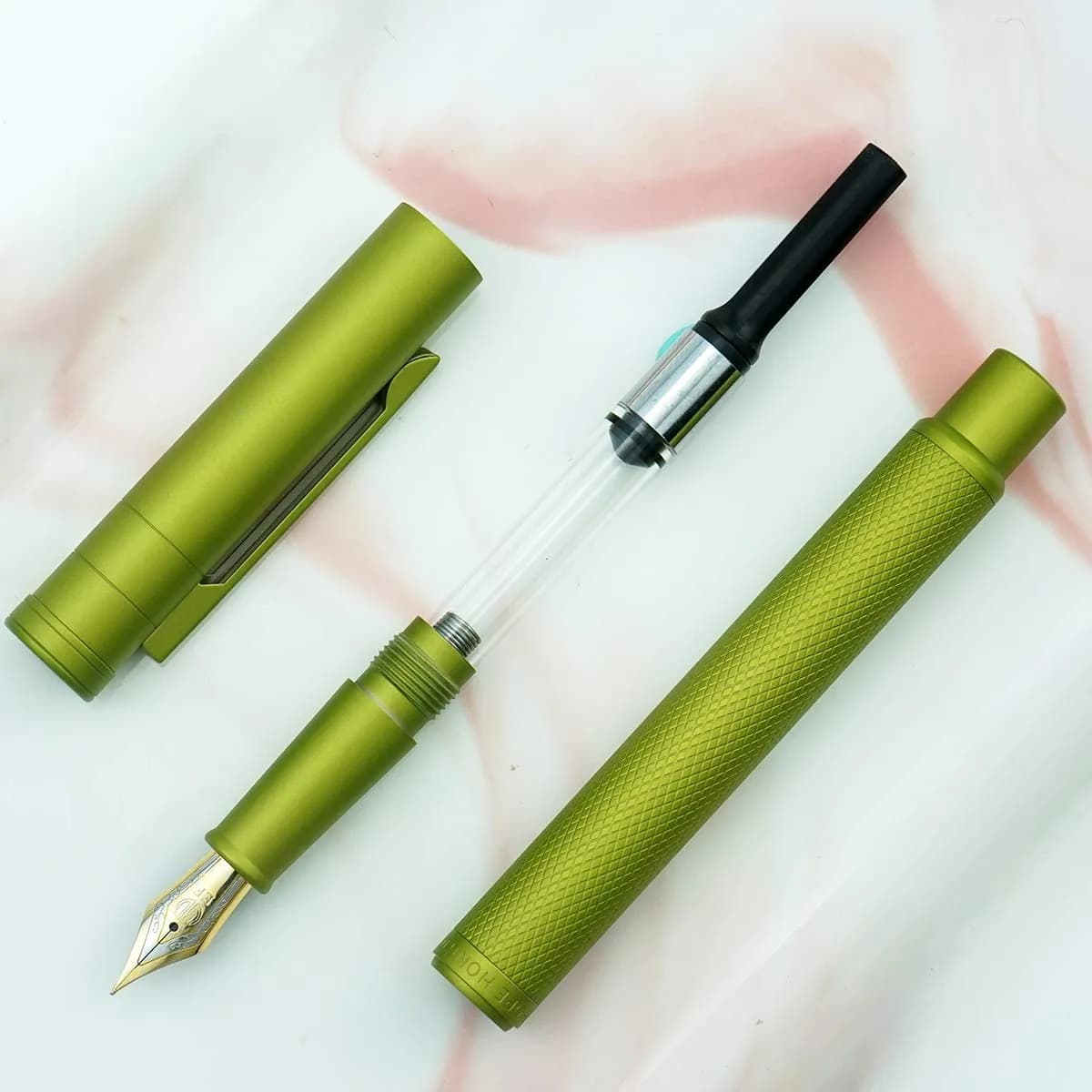 Asvine Mustard Yellow Forest Fountain Pen Bent Nib, Classic Design with Converter and Metal Pen Case | Smooth Ink Flow - view 6