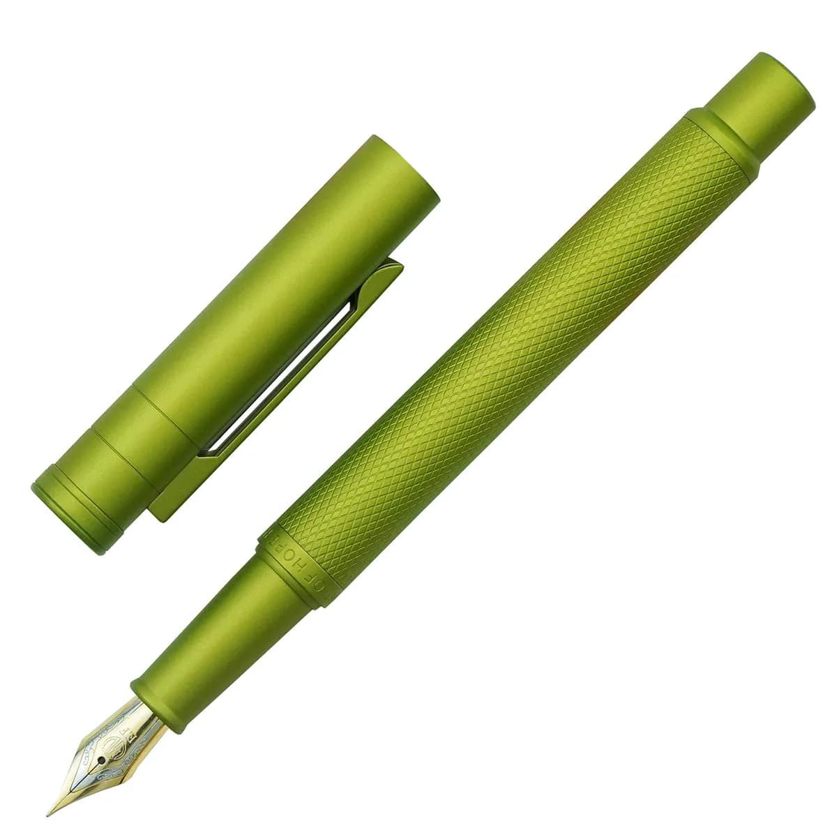 Asvine Mustard Yellow Forest Fountain Pen Bent Nib, Classic Design with Converter and Metal Pen Case | Smooth Ink Flow - view 7