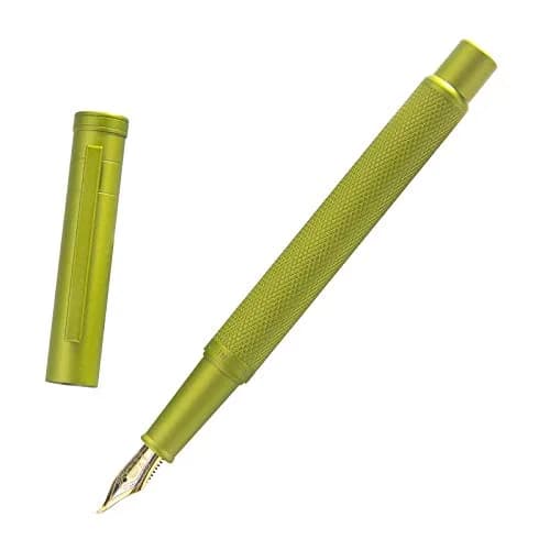 Asvine Mustard Yellow Forest Fountain Pen Bent Nib, Classic Design with Converter and Metal Pen Case | Smooth Ink Flow thumbnail 1