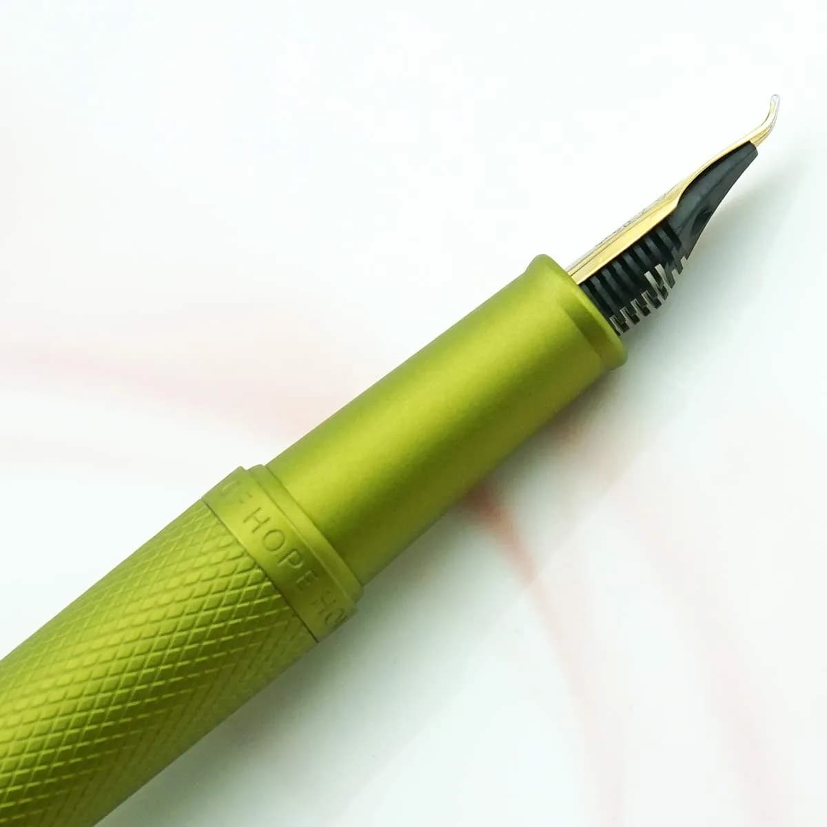 Asvine Mustard Yellow Forest Fountain Pen Bent Nib, Classic Design with Converter and Metal Pen Case | Smooth Ink Flow - view 4