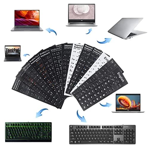 MUBUY-GOL 2 Pack Korean Keyboard Stickers 7.09" x 2.56" | Dual Language Vinyl Decals for Laptop & Desktop thumbnail 7