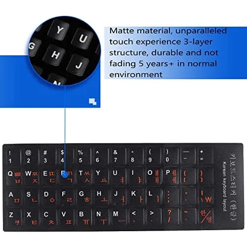 MUBUY-GOL 2 Pack Korean Keyboard Stickers 7.09" x 2.56" | Dual Language Vinyl Decals for Laptop & Desktop thumbnail 2