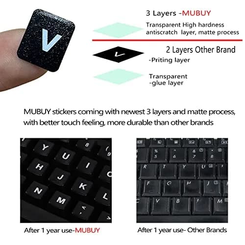 MUBUY-GOL 2 Pack Korean Keyboard Stickers 7.09" x 2.56" | Dual Language Vinyl Decals for Laptop & Desktop thumbnail 4