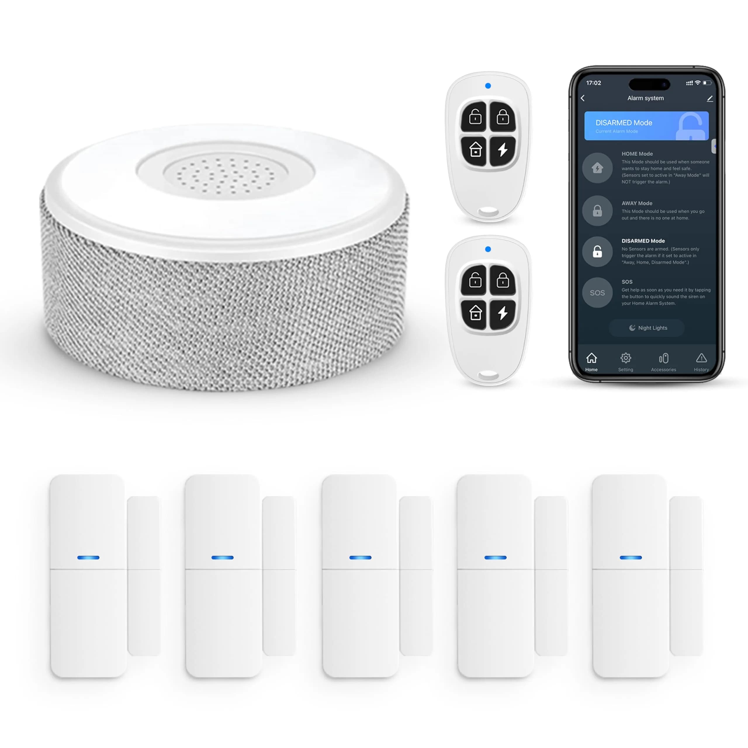 tolviviov Entry Sensor (Pack of 6) - Wireless Contact Sensor for Doors and Windows | 120dB Alarm — Grey / 8 Piece Kit