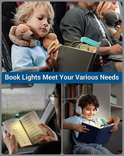 DEWENWILS Clip-On Book Reading Light with USB Rechargeable Battery, Blue | Adjustable Brightness & Color Temperature thumbnail 8