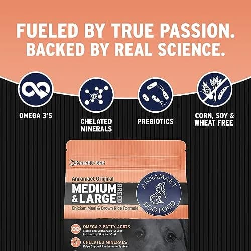 Annamaet Original Medium and Large Breed Formula Dry Dog Food 5 lb. Bag | 25% Protein with Chicken & Brown Rice thumbnail 3