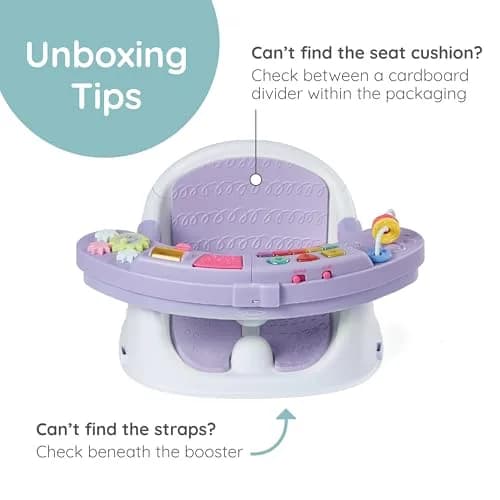 Infantino Music & Lights 3-in-1 Discovery Seat & Booster, Lavender | Converts from play to mealtime, supports 4 months to 4 years thumbnail 5