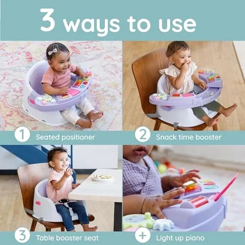 Infantino Music & Lights 3-in-1 Discovery Seat & Booster, Lavender | Converts from play to mealtime, supports 4 months to 4 years thumbnail 2