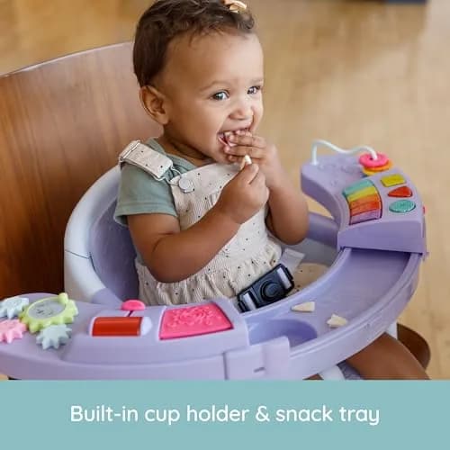 Infantino Music & Lights 3-in-1 Discovery Seat & Booster, Lavender | Converts from play to mealtime, supports 4 months to 4 years thumbnail 4