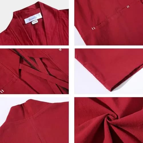 Haseil Men's Kimono Cardigan Japanese Jackets Casual Cotton 2XL | Lightweight Linen Outwear thumbnail 6