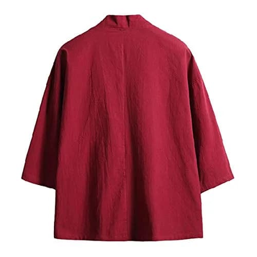 Haseil Men's Kimono Cardigan Japanese Jackets Casual Cotton 2XL | Lightweight Linen Outwear thumbnail 7