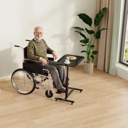 Furist Adjustable Overbed Table with Wheels | 92.7cm (36.5") Height, Tilting Surface thumbnail 5