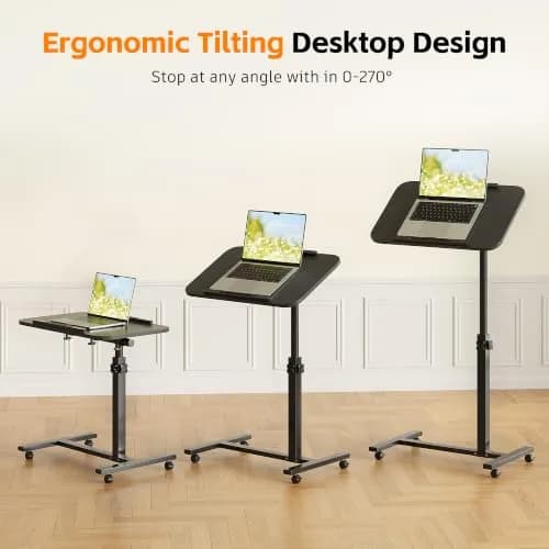 Furist Adjustable Overbed Table with Wheels | 92.7cm (36.5") Height, Tilting Surface thumbnail 6