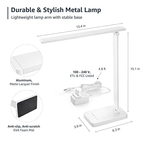 Lepro LED Desk Lamp 9.5W 800lm White | Dimmable Touch Control for Home Office & Study thumbnail 4