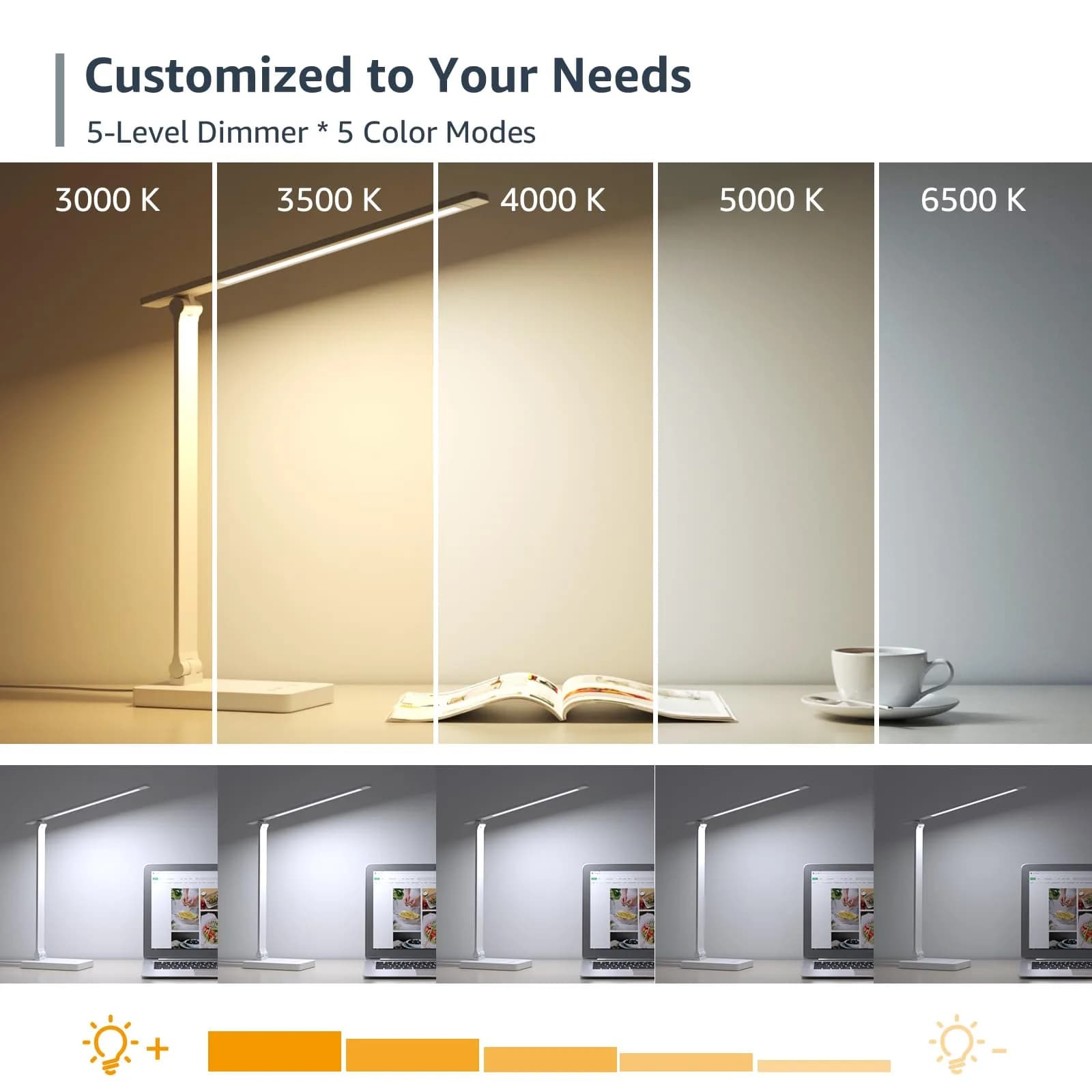 Lepro LED Desk Lamp 9.5W 800lm White | Dimmable Touch Control for Home Office & Study - view 3