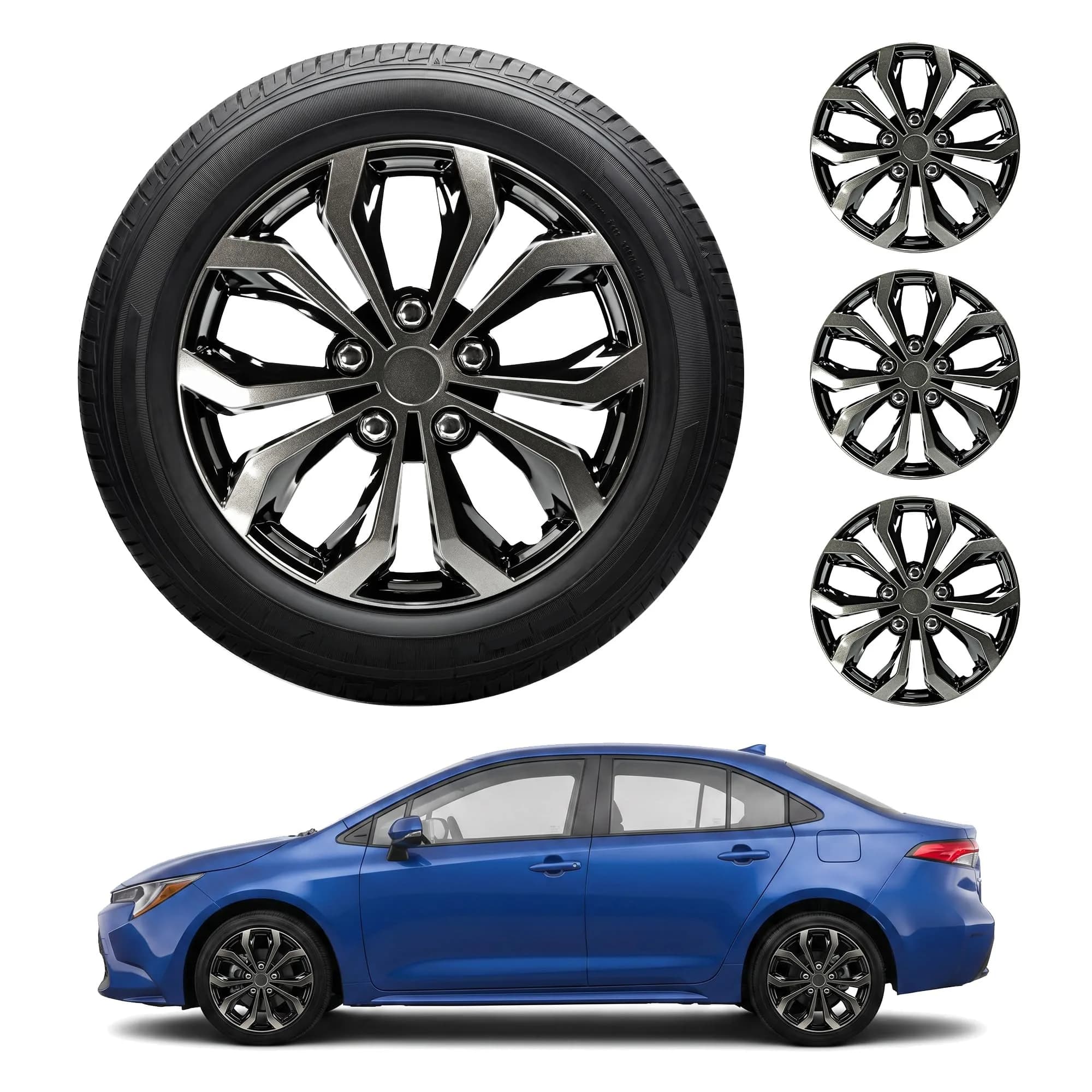 Pilot WH138-16GB 16 Inch Hubcaps Set of 4 | Impact-Resistant Steel Wheel Covers