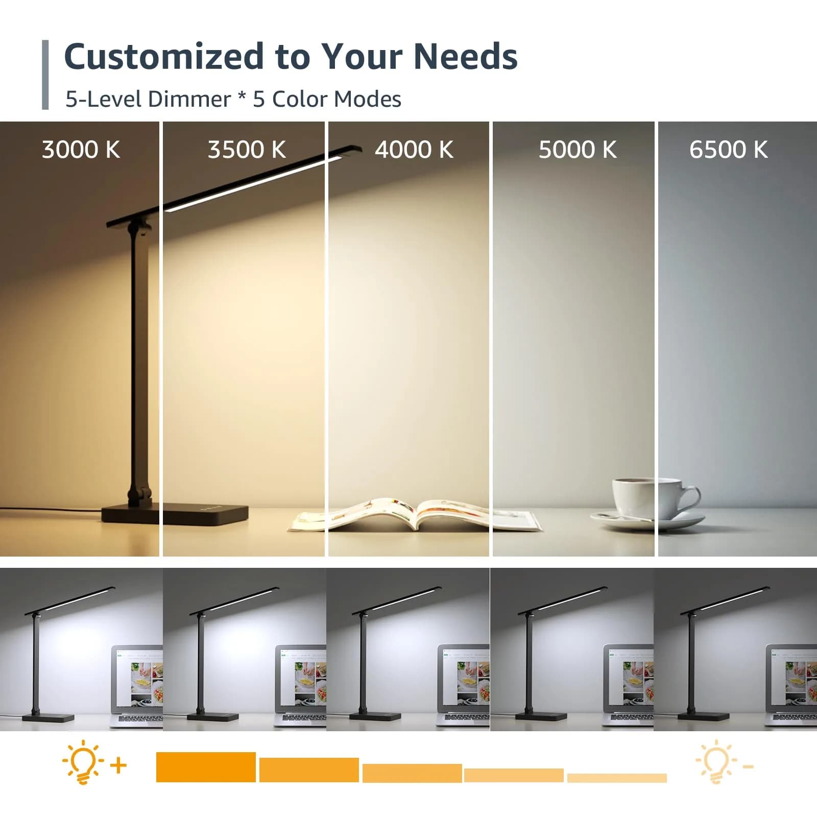 Lepro LED Desk Lamp 9.5W 750LM Black | Modern Touch Control for Home Office, Study, Crafting - view 2