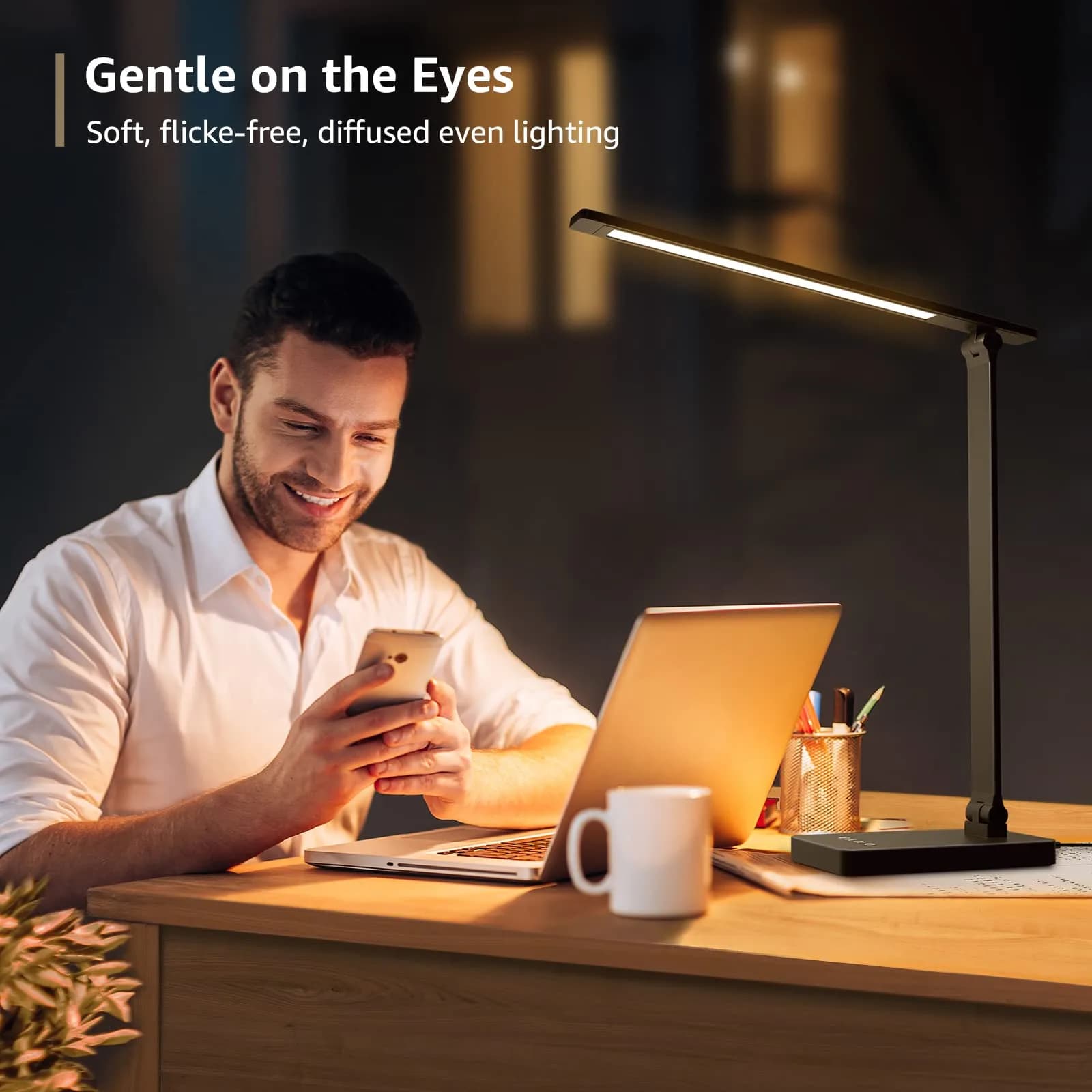 Lepro LED Desk Lamp 9.5W 750LM Black | Modern Touch Control for Home Office, Study, Crafting - view 3