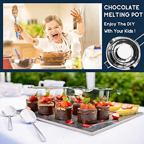 Marsheepy 1QT Double Boiler Melting Pot 1000ml (33.8 Fl Oz) | Stainless Steel Chocolate Wax Candy Melting Pot with Spatula thumbnail 5