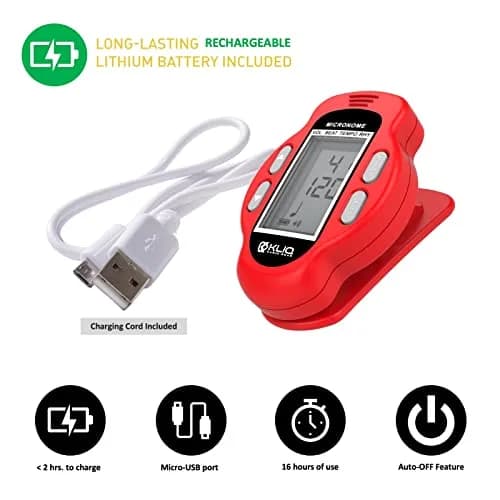 KLIQ MicroNome Mini Rechargeable Digital Metronome with Speaker Red | Adjustable Tempo & Rhythms thumbnail 5