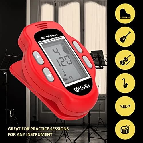 KLIQ MicroNome Mini Rechargeable Digital Metronome with Speaker Red | Adjustable Tempo & Rhythms thumbnail 7
