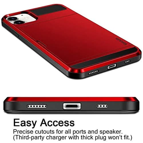 Vofolen Wallet Card Holder Case for iPhone 12 (6.1 inch) | Red Sliding Cover with Hidden Pocket thumbnail 5