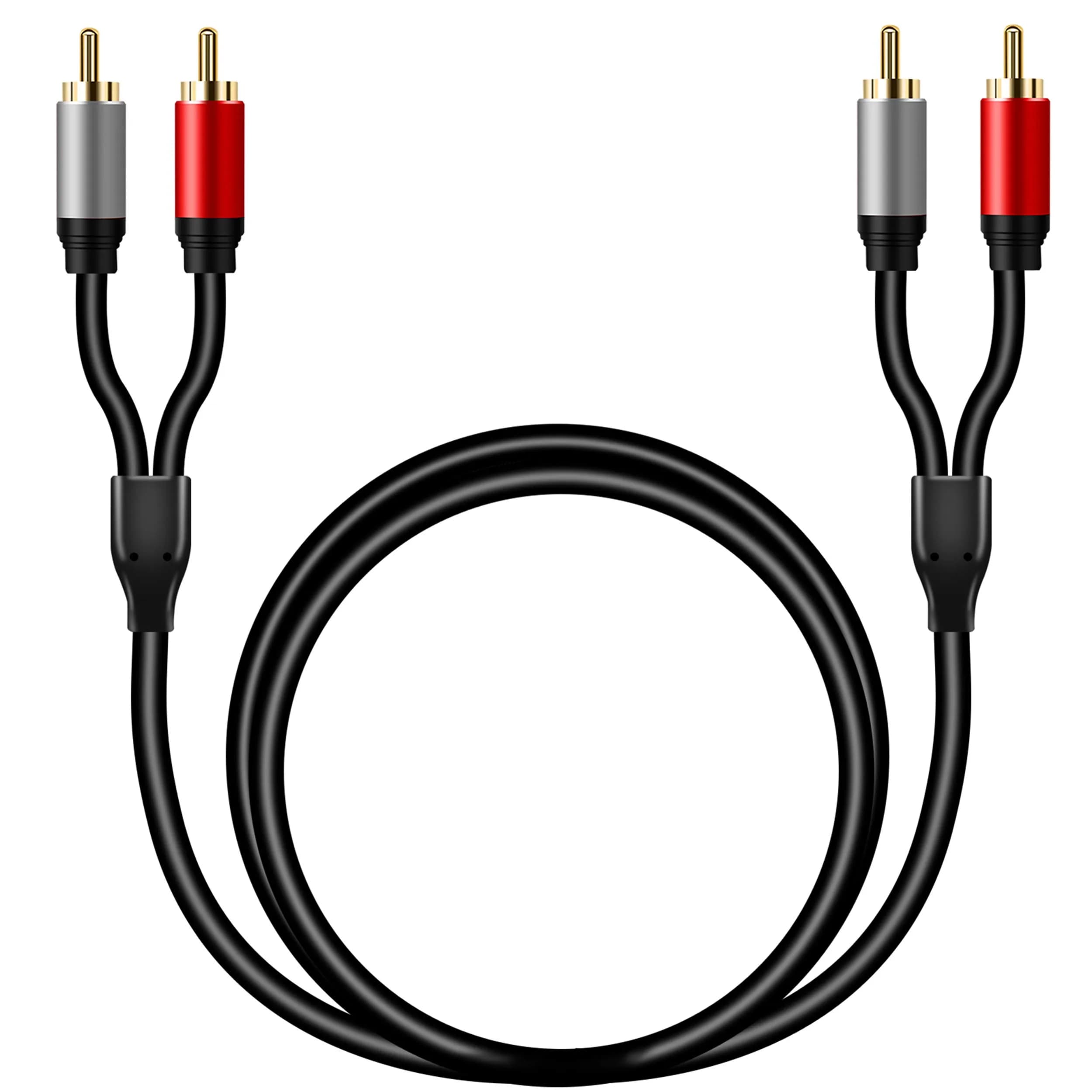 Tan QY 10ft (3m) 2RCA to 2RCA Stereo Audio Cable | Gold-Plated OFC for Home Theater & Gaming - view 3