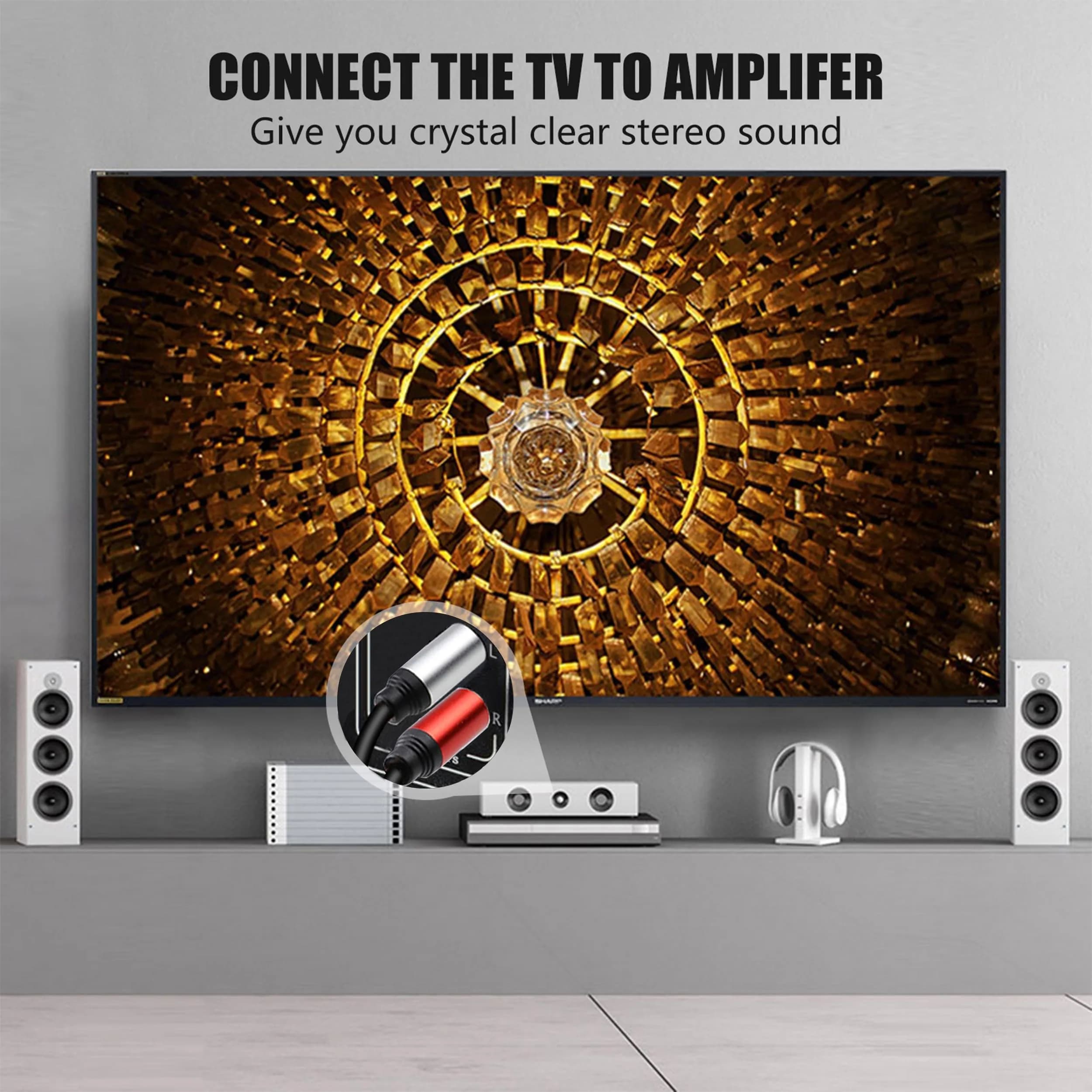 Tan QY 2RCA to 2RCA Audio Cable 6.1m (20Ft) | Clear Stereo Sound for HDTV & Gaming - view 5