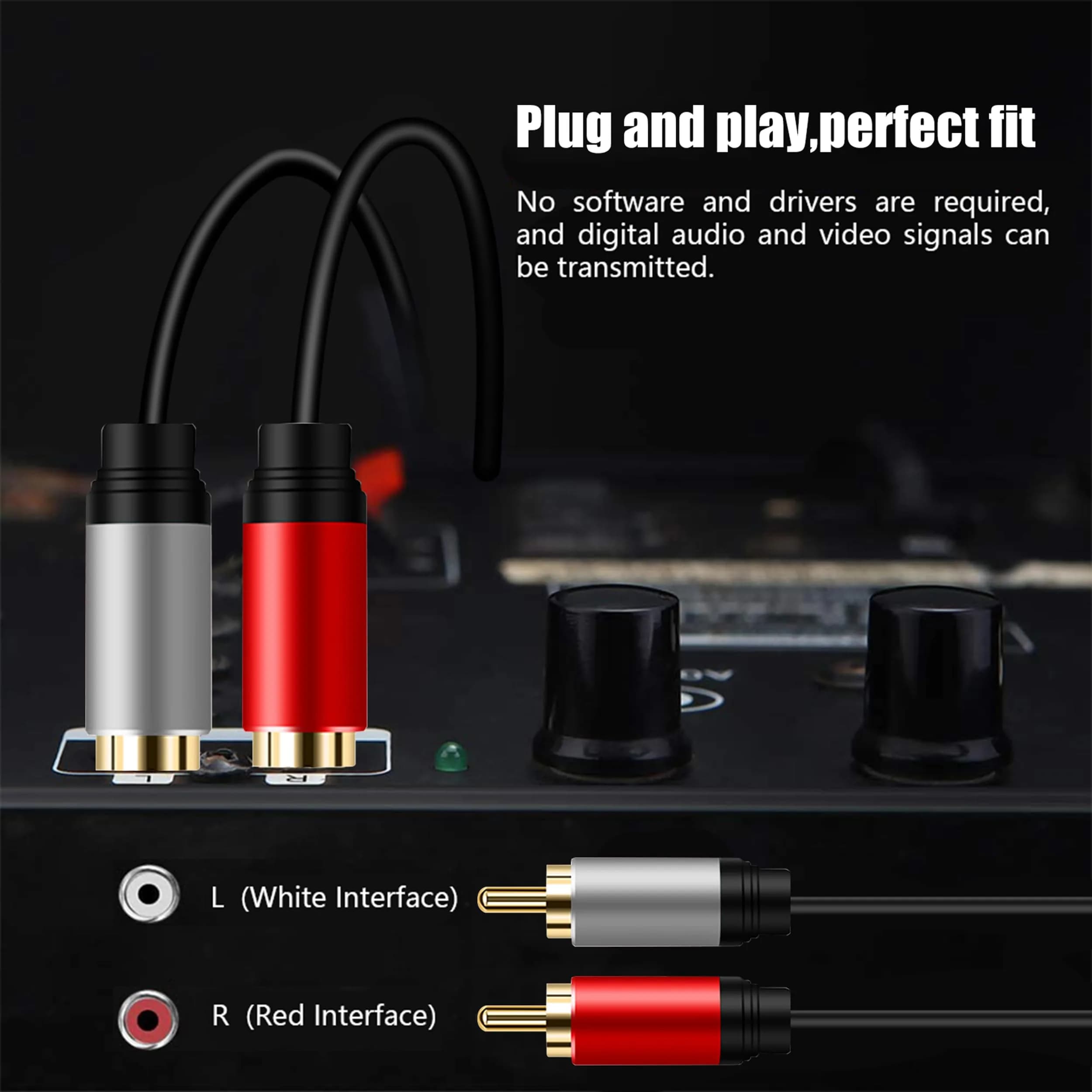 Tan QY 2RCA to 2RCA Audio Cable 6.1m (20Ft) | Clear Stereo Sound for HDTV & Gaming - view 6