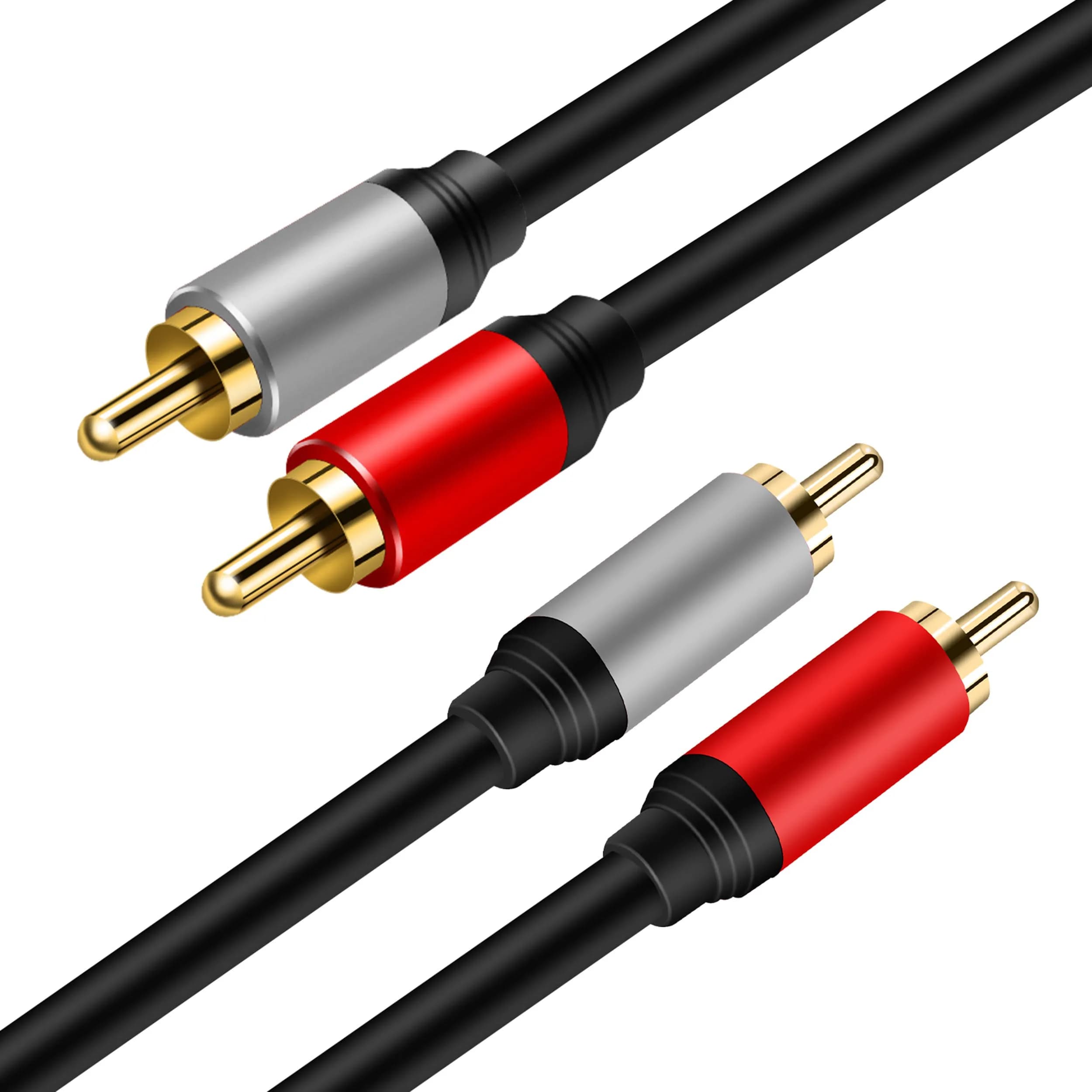 Tan QY 12ft (4M) 2RCA to 2RCA Stereo Audio Cable | Gold-Plated OFC for Home Theater & Gaming - view 2