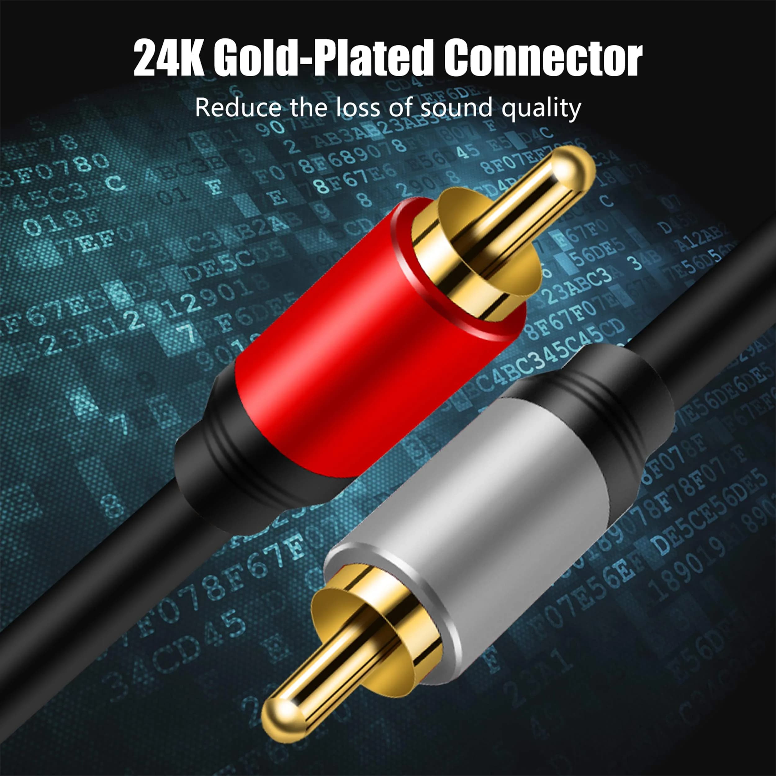 Tan QY 12ft (4M) 2RCA to 2RCA Stereo Audio Cable | Gold-Plated OFC for Home Theater & Gaming - view 4