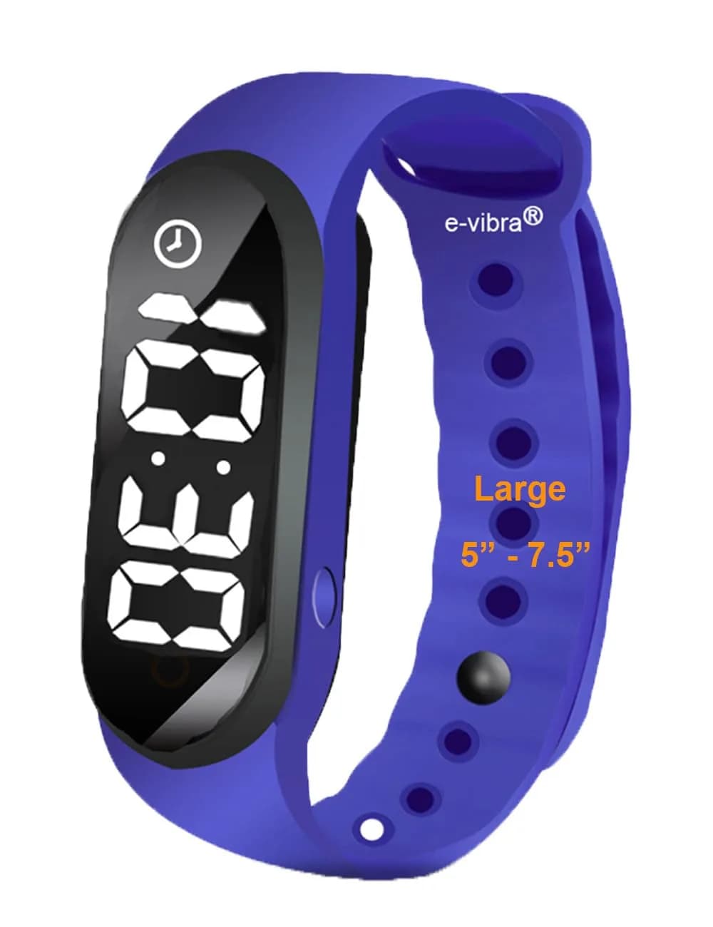 e-vibra 8 Alarm Vibrating Alarm Watch 12 Alarms Water-Resistant 18mm Silicone (Royal Blue)